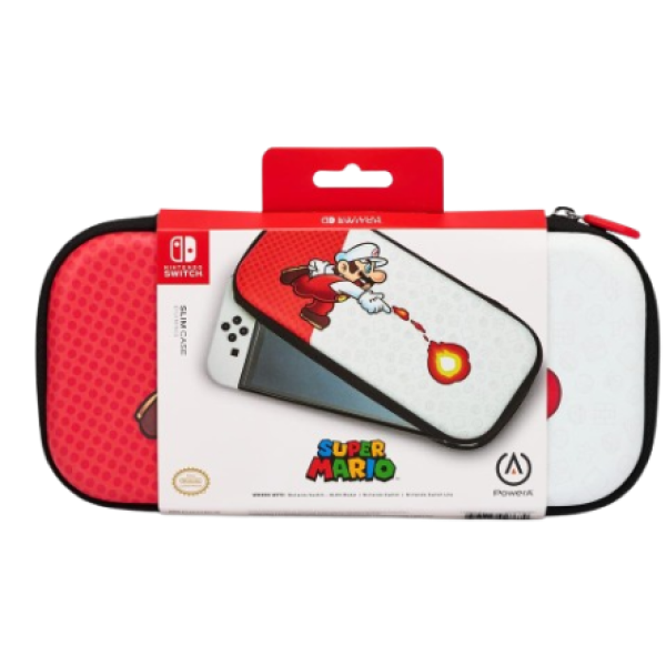 PowerA Slim Gaming Console Kit Case for Nintendo Switch, Nintendo Switch OLED or Nintendo Switch Lite with Accessories Storage, Super Mario Bros, Fireball Mario (Officially Licensed)