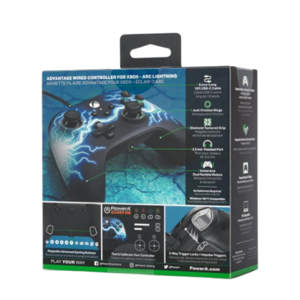 PowerA Advantage Wired Gaming Controller for Xbox Series X/S, Xbox One, PC, Windows 10/11, Arc Lightning (Officially Licensed)