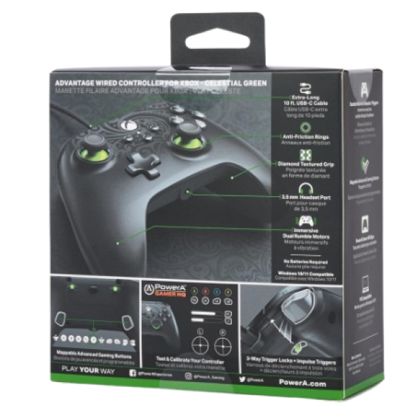 PowerA Advantage Wired Gaming Controller for Xbox Series X/S, Xbox One, PC, Windows 10/11, Celestial Green (Officially Licensed)