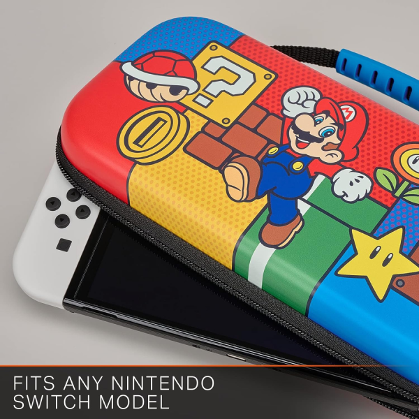 PowerA Protection Gaming Console Kit Case for Nintendo Switch - OLED Model, Nintendo Switch or Nintendo Switch Lite with Accessories Storage, Super Mario Bros, Mario Pop (Officially Licensed)